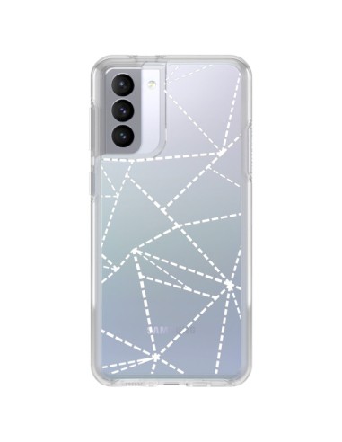 Coque Samsung Galaxy S21 FE Lignes Points Abstract Blanc Transparente - Project M