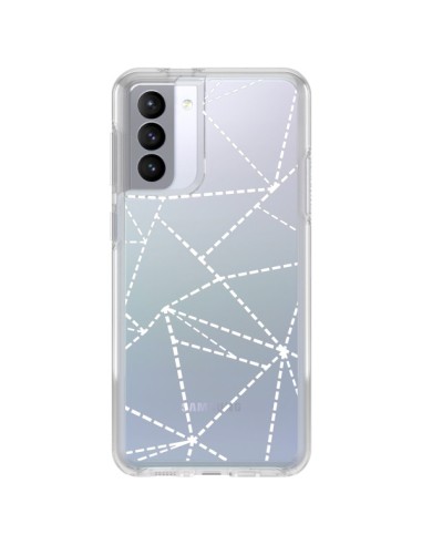 Samsung Galaxy S21 FE Case Lines Points Abstract White Clear - Project M