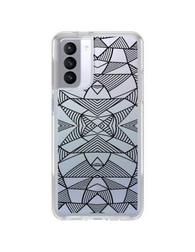 Samsung Galaxy S21 FE Case Lines Mirrors Grid Triangles Abstract Black Clear - Project M
