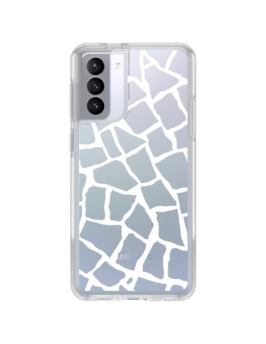 Coque Samsung Galaxy S21 FE Girafe Mosaïque Blanc Transparente - Project M