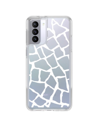 Cover Samsung Galaxy S21 FE Giraffa Mosaico Bianco Trasparente - Project M