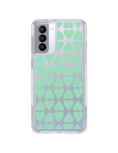 Cover Samsung Galaxy S21 FE Cuore Verde Menta Trasparente - Project M