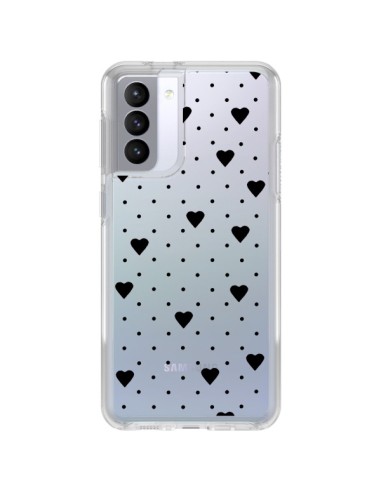 Coque Samsung Galaxy S21 FE Point Coeur Noir Pin Point Heart Transparente - Project M