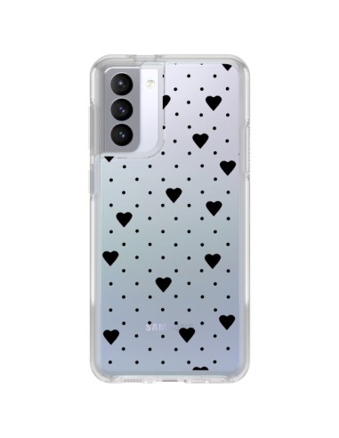 Samsung Galaxy S21 FE Case Points Hearts Black Clear - Project M