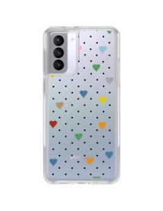 Coque Samsung Galaxy S21 FE Point Coeur Coloré Pin Point Heart Transparente - Project M