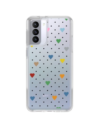 Coque Samsung Galaxy S21 FE Point Coeur Coloré Pin Point Heart Transparente - Project M