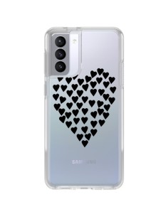 Cover Samsung Galaxy S21 FE Cuori Amore Nero Trasparente - Project M