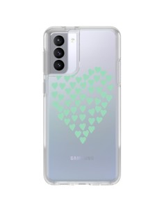 Samsung Galaxy S21 FE Case Hearts Love Green Mint Clear - Project M