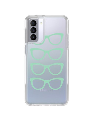 Cover Samsung Galaxy S21 FE Occhiali da Sole Verde Menta Trasparente - Project M