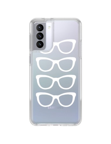 Coque Samsung Galaxy S21 FE Sunglasses Lunettes Soleil Blanc Transparente - Project M