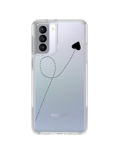 Coque Samsung Galaxy S21 FE Travel to your Heart Noir Voyage Coeur Transparente - Project M