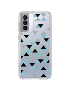 Samsung Galaxy S21 FE Case Triangles Ice Blue Black Clear - Project M