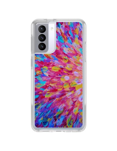 Cover Samsung Galaxy S21 FE Fiori Blu Rosa Splash - Ebi Emporium