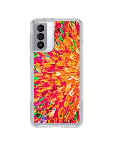 Coque Samsung Galaxy S21 FE Fleurs Oranges Neon Splash - Ebi Emporium