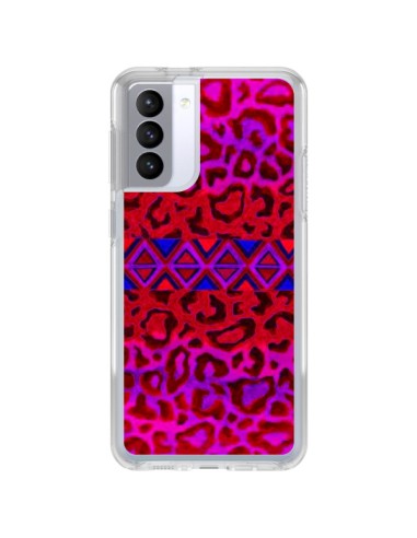 Coque Samsung Galaxy S21 FE Tribal Leopard Rouge - Ebi Emporium