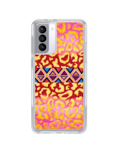Cover Samsung Galaxy S21 FE Tribal Leopardo Rosa - Ebi Emporium