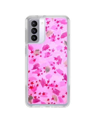 Coque Samsung Galaxy S21 FE Stars Etoiles Roses - Ebi Emporium