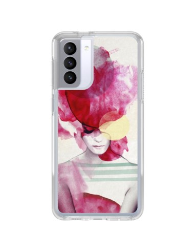 Samsung Galaxy S21 FE Case Bright Pink Ritratt Girl - Jenny Liz Rome
