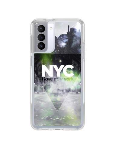 Coque Samsung Galaxy S21 FE I Love New York City Vert - Javier Martinez