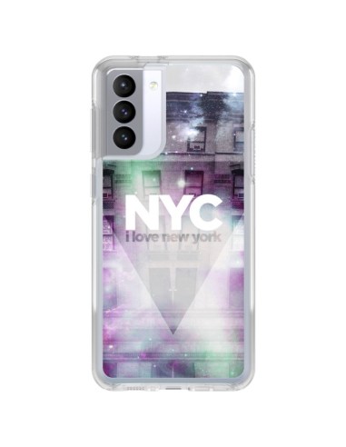 Coque Samsung Galaxy S21 FE I Love New York City Violet Vert - Javier Martinez