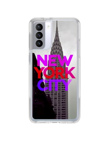 Samsung Galaxy S21 FE Case New York City Pink Red - Javier Martinez