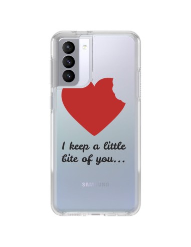 Coque Samsung Galaxy S21 FE I keep a little bite of you Love Heart Amour Transparente - Julien Martinez