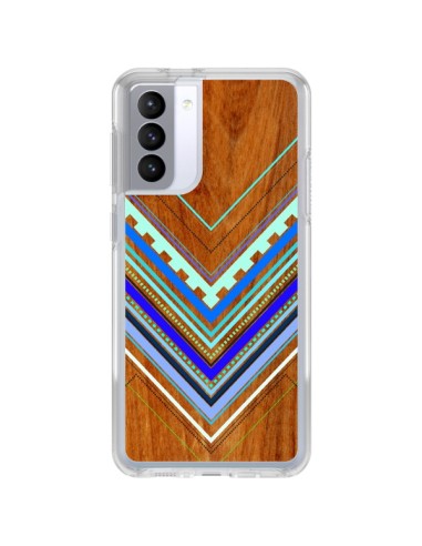Samsung Galaxy S21 FE Case Aztec Arbutus Blue Wood Aztec Tribal - Jenny Mhairi