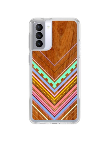 Cover Samsung Galaxy S21 FE Azteco Arbutus Pastel Legno Aztec Tribal - Jenny Mhairi