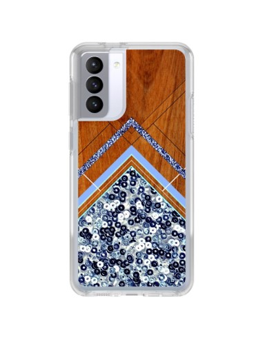 Samsung Galaxy S21 FE Case Sequin Geometry Wood Aztec Tribal - Jenny Mhairi