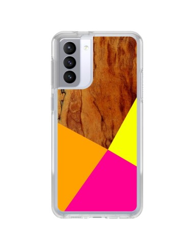 Samsung Galaxy S21 FE Case Wooden Colour Block Wood Aztec Tribal - Jenny Mhairi