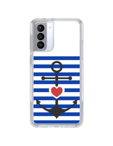 Coque Samsung Galaxy S21 FE Mariniere Encre Marin Coeur - Jonathan Perez