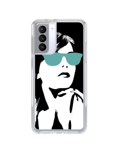 Coque Samsung Galaxy S21 FE Fille Lunettes Bleues - Jonathan Perez