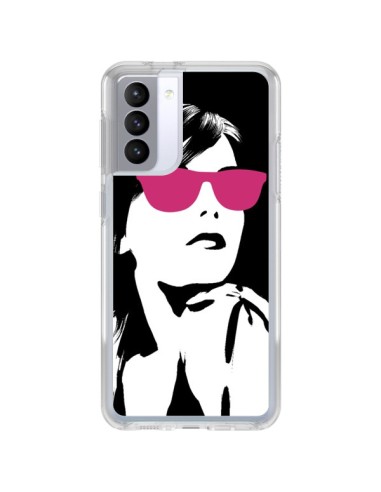 Coque Samsung Galaxy S21 FE Fille Lunettes Roses - Jonathan Perez