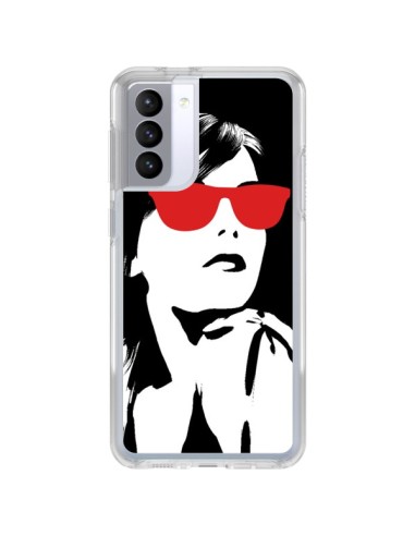 Coque Samsung Galaxy S21 FE Fille Lunettes Rouges - Jonathan Perez