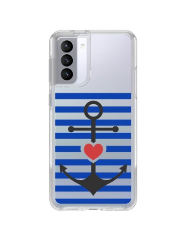 Coque Samsung Galaxy S21 FE Mariniere Ancre Marin Coeur Transparente - Jonathan Perez