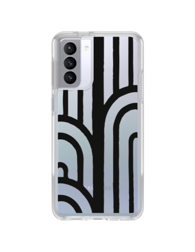 Cover Samsung Galaxy S21 FE Geometrico Nero Trasparente - Dricia Do