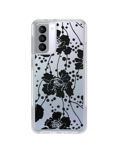 Samsung Galaxy S21 FE Case Flowers Blacks Clear - Dricia Do