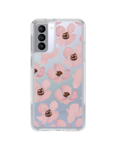 Coque Samsung Galaxy S21 FE Fleurs Roses Flower Transparente - Dricia Do