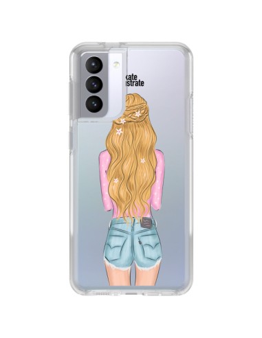 Cover Samsung Galaxy S21 FE Blonde Don't Care Bionda Trasparente - kateillustrate