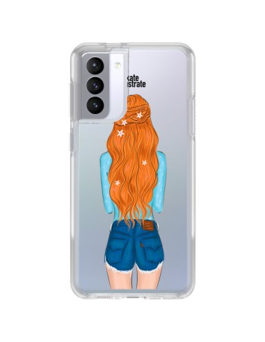 Coque Samsung Galaxy S21 FE Red Hair Don't Care Rousse Transparente - kateillustrate