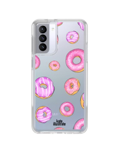 Coque Samsung Galaxy S21 FE Pink Donuts Rose Transparente - kateillustrate