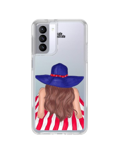 Coque Samsung Galaxy S21 FE Beah Girl Fille Plage Transparente - kateillustrate