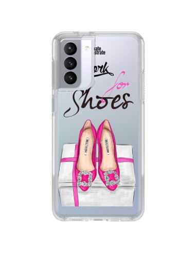 Cover Samsung Galaxy S21 FE I Work For Shoes Scarpe Trasparente - kateillustrate