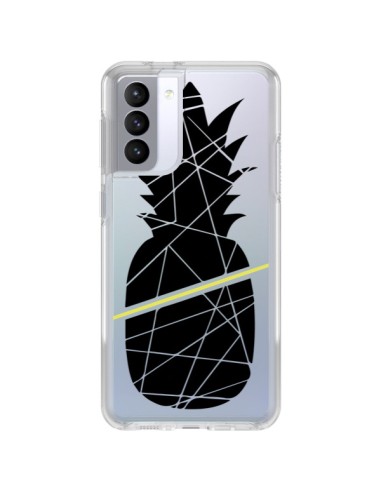 Coque Samsung Galaxy S21 FE Ananas Noir Transparente - Koura-Rosy Kane