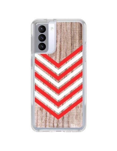 Coque Samsung Galaxy S21 FE Tribal Aztèque Bois Wood Flèche Rouge Blanc - Laetitia