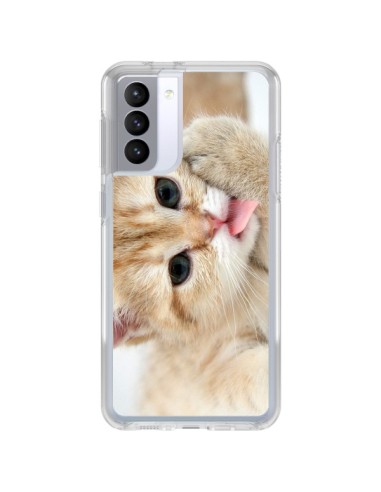 Coque Samsung Galaxy S21 FE Chat Cat Tongue - Laetitia