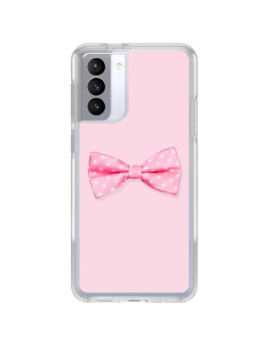 Coque Samsung Galaxy S21 FE Noeud Papillon Rose Girly Bow Tie - Laetitia