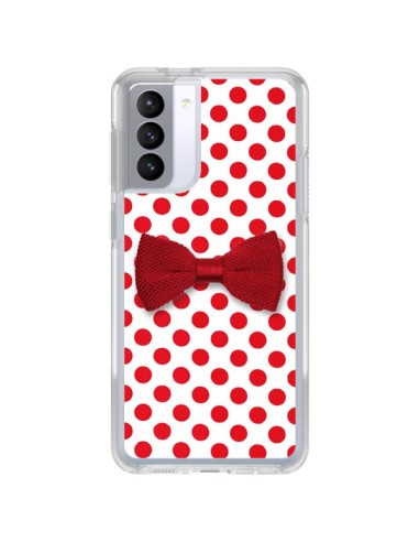 Coque Samsung Galaxy S21 FE Noeud Papillon Rouge Girly Bow Tie - Laetitia