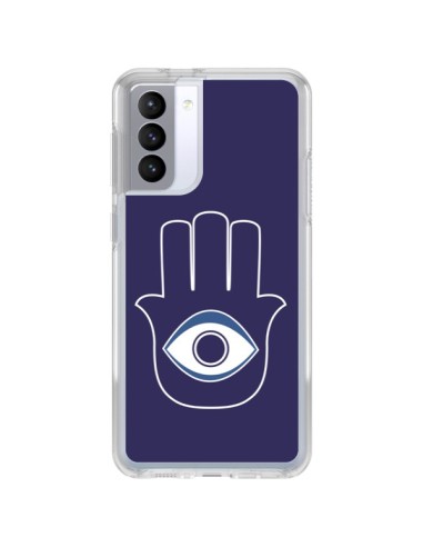 Coque Samsung Galaxy S21 FE Main de Fatma Oeil Bleu - Laetitia