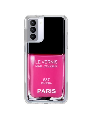 Coque Samsung Galaxy S21 FE Vernis Paris Riviera Rose - Laetitia